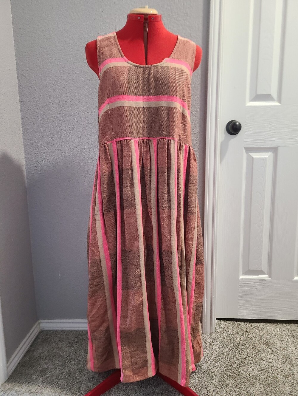 Ace & Jig Pinky Brown Striped Beau Pattern Soiree Dress And Alexa Cardigan L - Picture 3 of 6